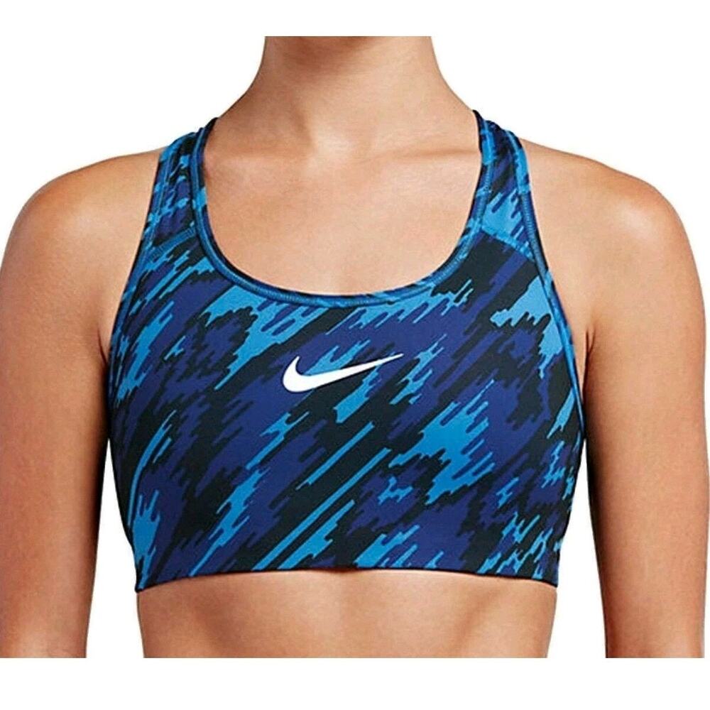Nike Pro Swoosh overdrive camo blue racerback sports bra sz S